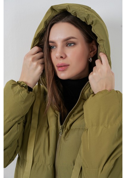 5117 Kapşonlu Şişme Mont - A.haki fırsatları