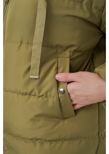 5117 Kapşonlu Şişme Mont - A.haki indirimleri