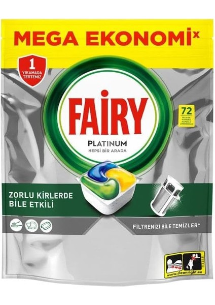 Fairy Platinum Bulaşık Makinesi Deterjanı Kapsülü/tableti 72 Yıkama Limon Kokulu fiyatları