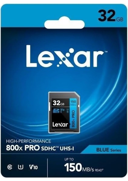 Sdhc -Performance 32GB 800X Uhs-I Serisi Blue 10 U1 V10 4K Video Kaydı Için Yüksek Aktarım Hızı Siyah/mavi