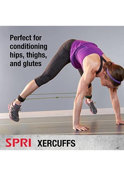 Sprı Xercuff Leg Resistance Band Exercise Cord With Non-Slip Padded Ankle Cuffs (All Bands Sold Separately) Portable For The Gym Or At Home Workout Equipment