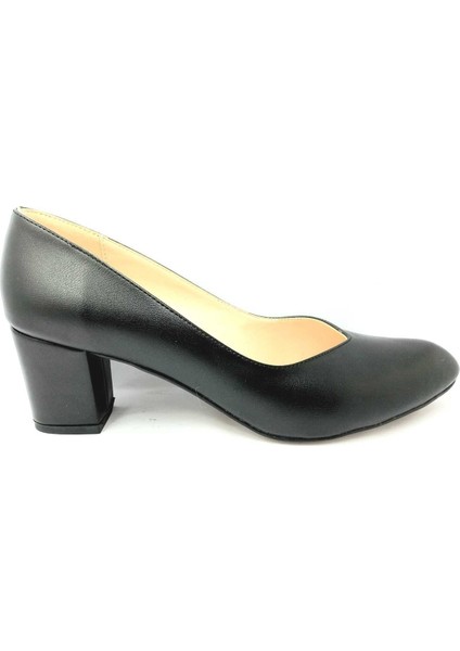Siyah 41 42 Büyük Numara Topuk 6 Cm Kadın Ayakkabı