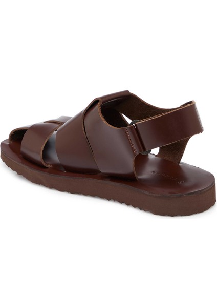 Kahve Hakiki Deri Erkek Sandalet - E24Y1SN56793-A24