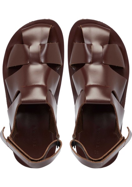Kahve Hakiki Deri Erkek Sandalet - E24Y1SN56793-A24