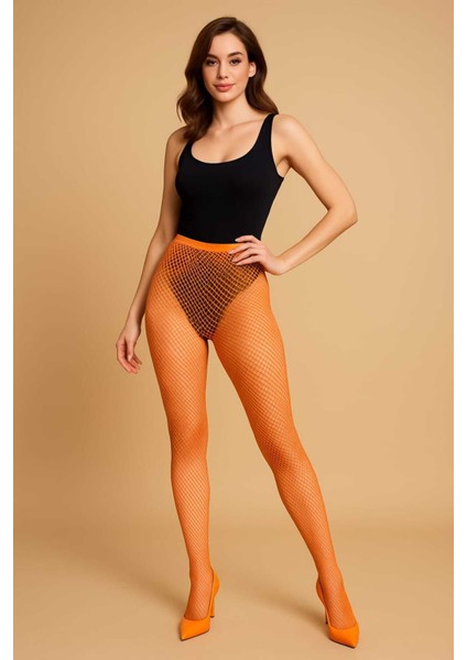 Ince File Turuncu Rengi Külotlu Çorap modelleri