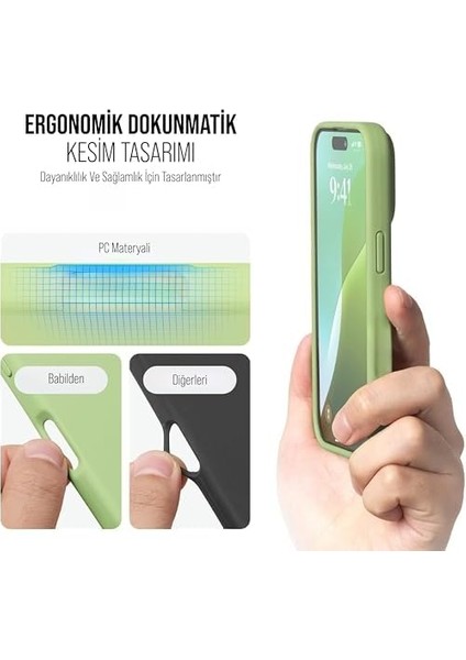 Kılıf Ince Sıvı Silikon 3 Katmanlı Tam Kaplamalı Yumuşak Jel Kauçuk Kılıf Kapak (Fıstık Yeşili (46), 15 Pro) fiyatları