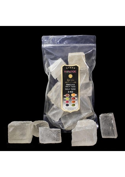 Hanzade Bitkisel Halit Tuz Sole Tuzu 2 kg Şeffaf Berrak Kristal Himalaya Halit Sole Tuzu