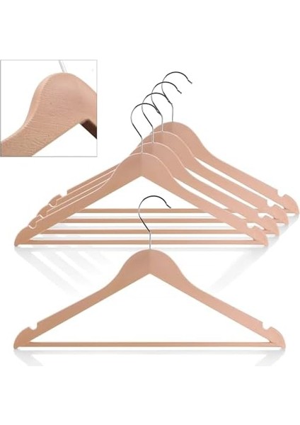 Ahşap Görünümlü Plastik Askısı (5 Adet) - Kaymaz Omuzlu, Şık ve Dayanıklı Giysi Askıları - Askılık, Dolap ve Için ( ) fiyatları