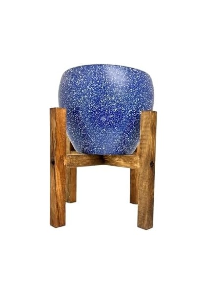 Tasarımı Ev Dekorasyon Lacivert Granit Toprak Saksı Saksılık Salon Çiçeklik 4 Ayaklı - 15 cm modelleri