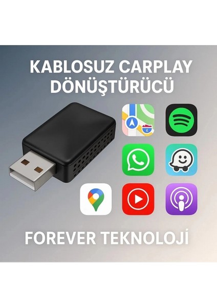Kablosuz Carplay & Android Auto Adaptörü - Apple ve Android Cihazlar Için Evrensel Wireless Carplay Çevirici fırsatları