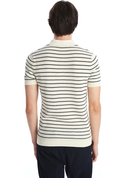 Yeni Sezon Polo Yaka Kısa Kollu Çizgili Erkek Triko Kazak fırsatları