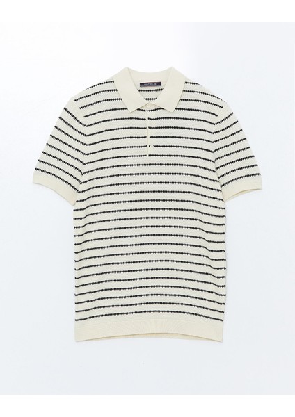 Yeni Sezon Polo Yaka Kısa Kollu Çizgili Erkek Triko Kazak indirimleri