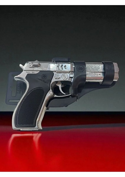 Gri Metal Silah 20 cm Mantar Kapsül Atan Tabanca 144 Adet Kapsül Hediyeli modelleri