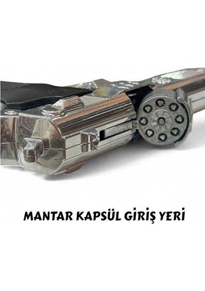 Gri Metal Silah 20 cm Mantar Kapsül Atan Tabanca 144 Adet Kapsül Hediyeli indirimleri