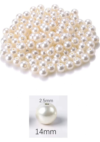100 gram 14mm Krem Renk Plastik İnci Boncuk Çanta ve Takı Yapım Boncuğu (~54 adet) fiyatları
