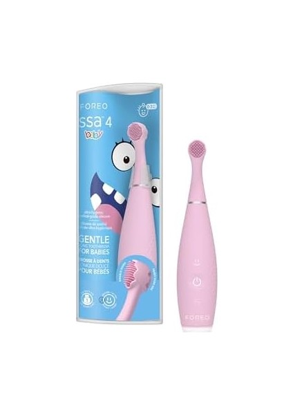 Foreo Issa 4 Baby – Bebekler Için Silikon Sonik Diş Fırçası Seti, Çift Taraflı Kıllar, Eğlenceli Gülümseme, Diş Eti Masajı, Ekstra Başlıkla 12 Ay Bakım, Seyahat Dostu - Inci Pembesi