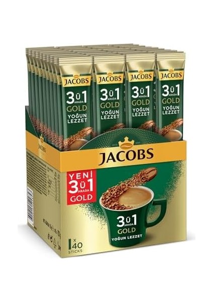 Jacobs 3'ü 1 Arada Yoğun Lezzet 18 Gram x 40, Kahve
