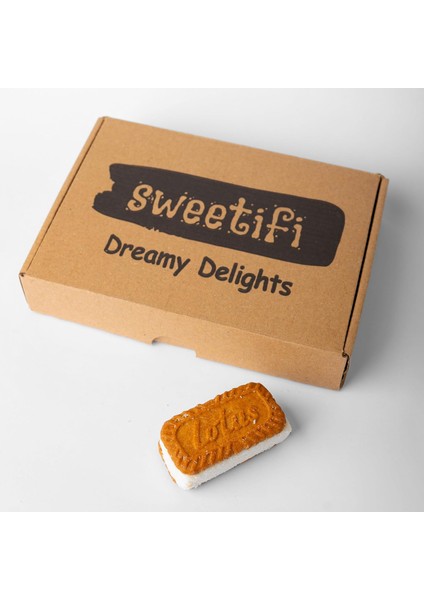 Sweetifi Biscoff Bisküvili Lokum, Gurme Biscoff Kurabiyeli Lokum Sandviç, Sade Türk Lokumu Dolgulu Biscoff Bisküvi, Çay & Kahve Saati Atıştırmalığı (1PAKET(10LU))