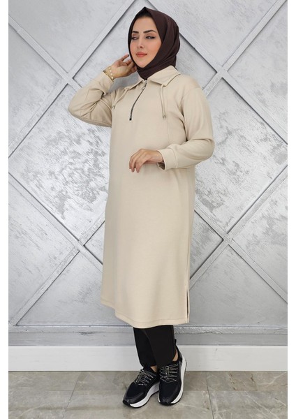 Kadın Fermuarlı Bağcıklı Tesettür Tunik modelleri