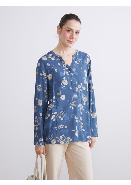 Yeni Sezon Kaçık Yaka Çiçekli Bluz