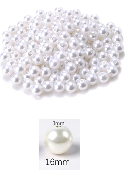 500 Gram 16MM Beyaz Renk Plastik Inci Boncuk Çanta ve Takı Yapım Boncuğu (~170 Adet) fiyatları
