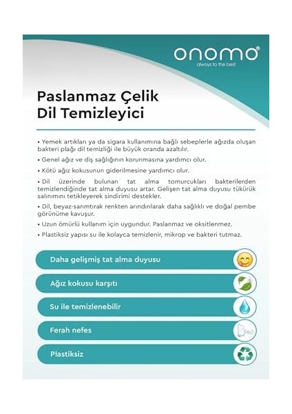 Onomo Paslanmaz Çelik Dil Temizleyici/dil Sıyırıcı fiyatları