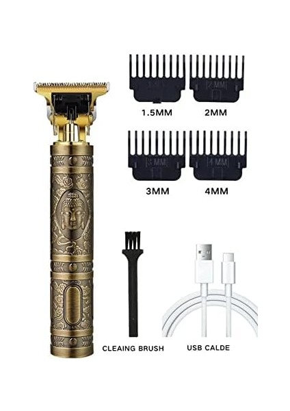 Mobee Suya Dayanıklı Tıraş Makinesi Alüminyum Gövdeli Budha Desenli Şarjlı