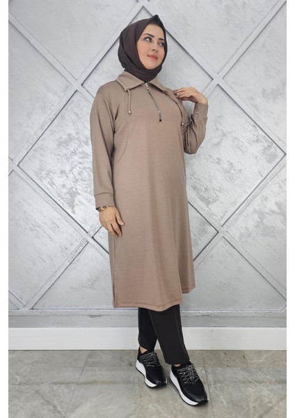 Kadın Fermuarlı Bağcıklı Tesettür Tunik