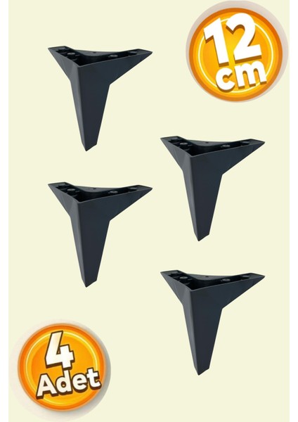 Kanepe Mobilya Koltuk Tv Ünitesi Ayağı 12 Cm Siyah Plastik Yükseltici Ayak Ayakları - SİYAH - 4ADET