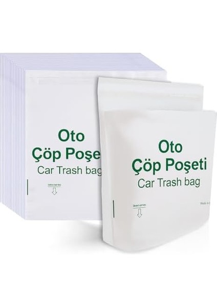 Kyrotech Kendinden Yapışkanlı Tek Kullanımlık Oto Çöp Poşeti, 20’li Paket, Sızdırmaz ve Dayanıklı Araç Içi Torba, Seyahat Için Hijyenik Kullan At, 23X18.5 cm Araba Aksesuarı