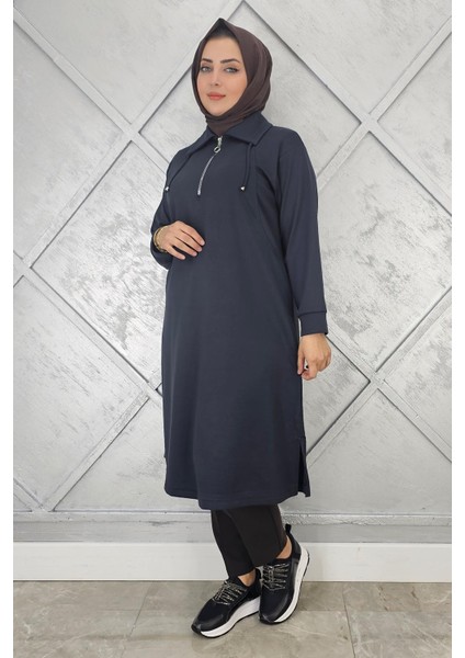 Kadın Fermuarlı Bağcıklı Tesettür Tunik