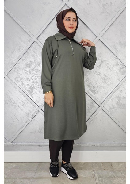 Kadın Fermuarlı Bağcıklı Tesettür Tunik