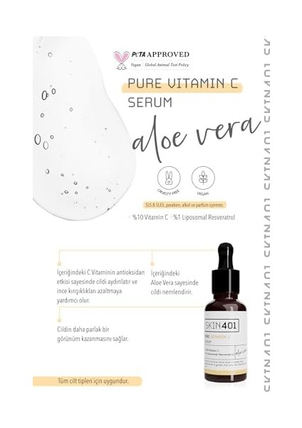 SKIN401%10 Vitamin C Aydınlatıcı Renk Tonu Eşitleyici Serum 30ML modelleri