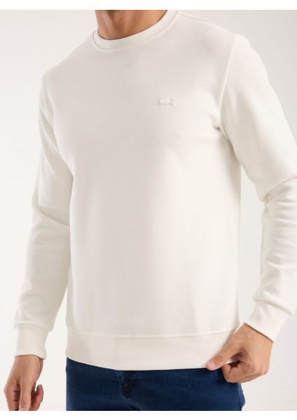 Bisiklet Yaka Beyaz Regular Fit Uzun Kol Paris Arma