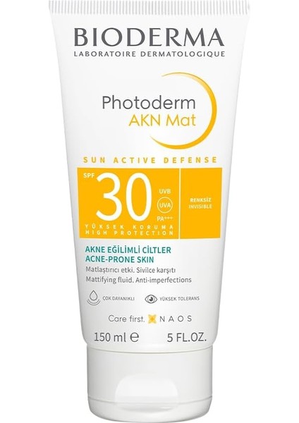 Bioderma Photoderm Akn Mat SPF30 Akne Eğilimli, Karma ve Yağlı Ciltler Için Salisilik ve Glikolik Asit Içeren Sivilce Karşıtı Matlaştırıcı Etkili Güneş Kremi 150 ml