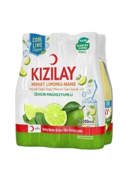 Kızılay Misket Limonu ve Nane Aromalı Maden Suyu 6X200 ml