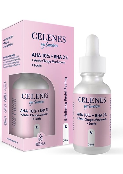 Celenes Aha 10% + Bha 2% + Arctic Chaga Mushroom + Lactic Yüz Serumu