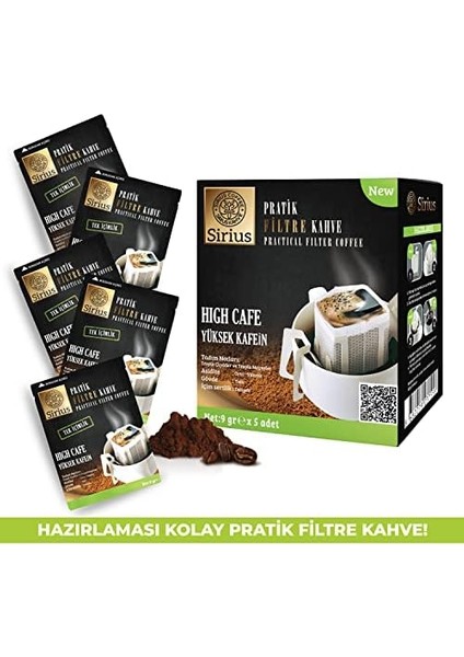 Sirius Premium Pratik Filtre Kahve Yüksek Kafein (5 Ad.)