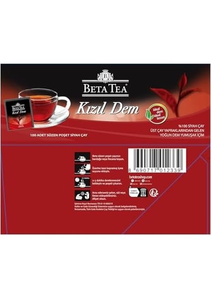 Beta Kızıl Dem Poşet Çay 100X2 gr fiyatları