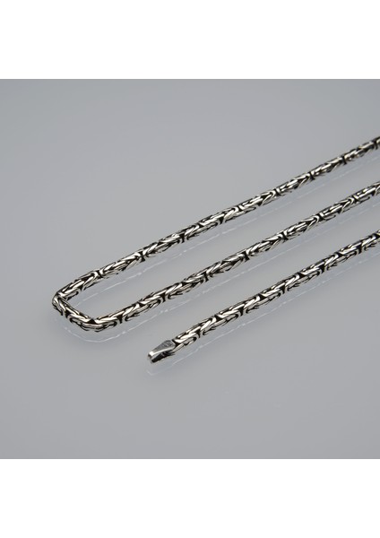 80 Mikron Oksitli Yuvarlak Kral Gümüş Zincir