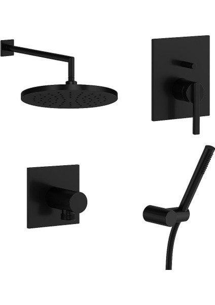 Suit Ankastre Banyo Seti Parlak Siyah