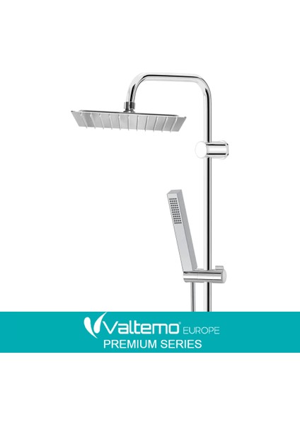 | Valtemo Full Krom Tepe Duş Seti - Kare Dikdörtgen Tasarım - Modern Görünüm