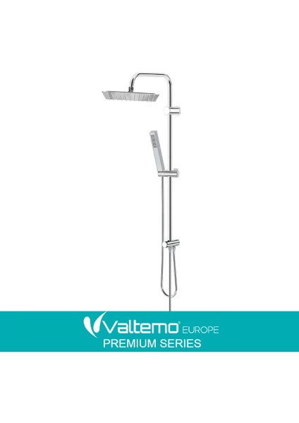 | Valtemo Full Krom Tepe Duş Seti - Kare Dikdörtgen Tasarım - Modern Görünüm
