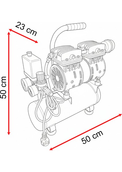 Yağsız FACEWS06 Sessiz Kompakt Kolay Taşınabilir Tekerleksiz Hava Kompresörü 6 Litre modelleri