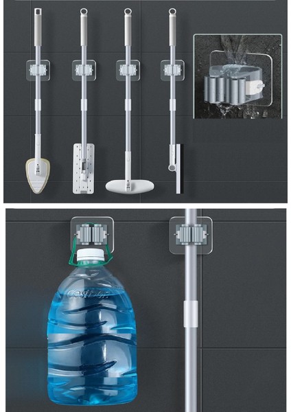 4 Lü Kelebek Yapışkanlı Mop Fırça Çekpas Sap Tutucu Organizer Banyo Düzenleyici modelleri