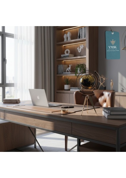 Dekoratif Metal Tripod Ayaklı Dünya Küresi | 32 x 18 cm – Döner Çerçeveli Lüks Masa Üstü Aksesuar