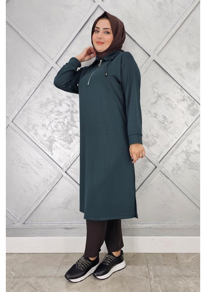 Kadın Fermuarlı Bağcıklı Tesettür Tunik