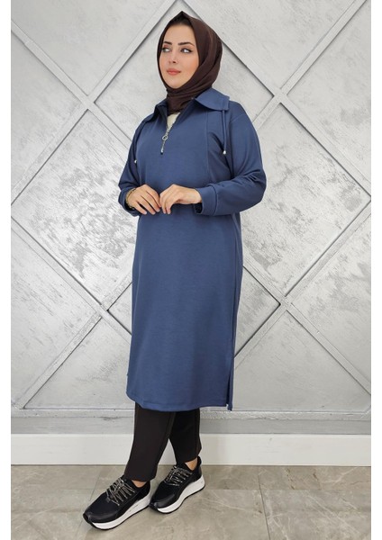 Kadın Fermuarlı Bağcıklı Tesettür Tunik