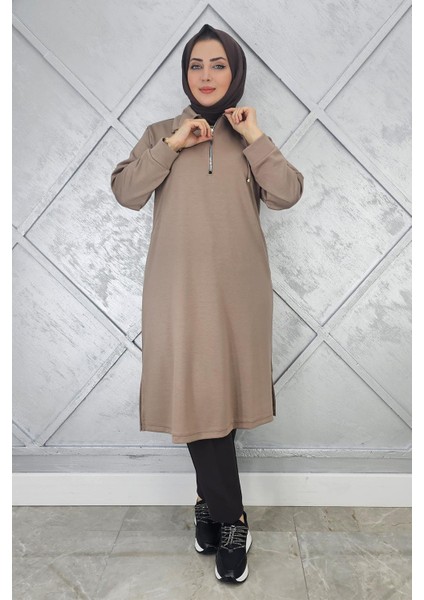 Kadın Fermuarlı Bağcıklı Tesettür Tunik modelleri