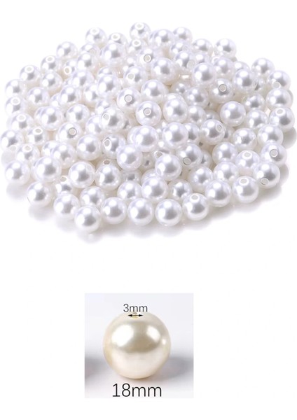 100 gram 18mm Beyaz Renk Plastik İnci Boncuk Çanta ve Takı Yapım Boncuğu (~22 adet) fiyatları